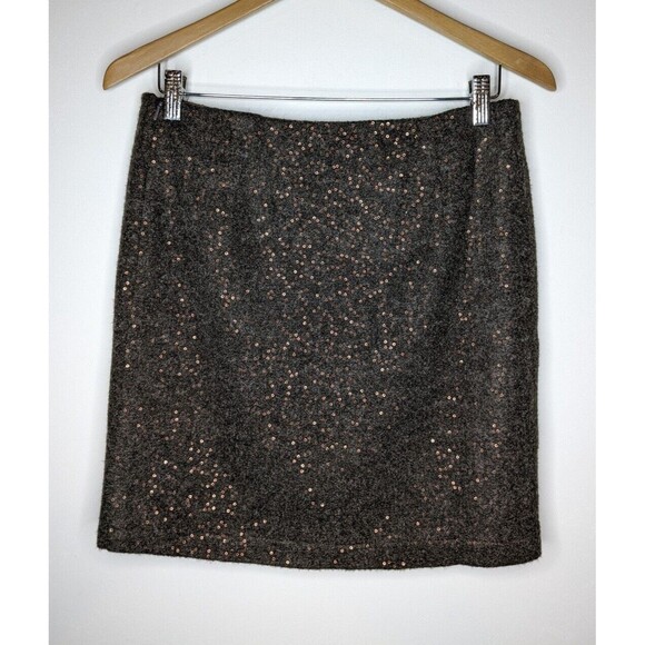 J Jill Skirt Womens Sz 4P *runs large Wool Blend Mini Skirt Gray w/ Sequins NWT - Picture 1 of 4